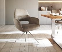 DELIFE Eetkamerstoel Yago-Flex met armleuning microvelours taupe vinta...