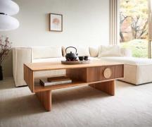 DELIFE Salontafel Surimu 115x60 cm acacia lichtbruin 2 laden kurkgreep...