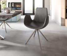 DELIFE Eetkamerstoel Ilia-Flex met armleuning microvelours antraciet v...