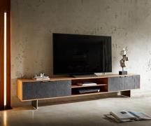 DELIFE Tv-meubel Teele 240 cm acacia natuurleisteen 4 deurs poot drijv...