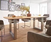 DELIFE Eettafel Edge Boot 200x100x2,5-3 eiken natuur roestvrij staal  ...