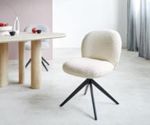 DELIFE Draaistoel Nube-Flex bouclé wit kruisframe breed zwart 360° dra...