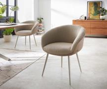 DELIFE Eetkamerstoel Vinka-Flex met armleuning materiaalmix mud 4-poot...