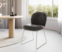 DELIFE Eetkamerstoel Nube-Flex microvelours antraciet vintage slipfram...