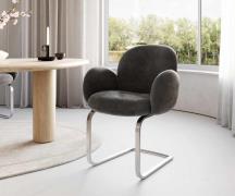 DELIFE Sledemodel Nube-Flex met armleuning microvelours antraciet vint...