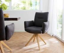 DELIFE Draaistoel Jova-Flex met armleuning microvelours antraciet vint...