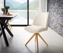 DELIFE Draaistoel Elso-Flex bouclé wit houten frame hoekig natuur 180°...