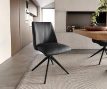 DELIFE Draaistoel Elso-Flex echt leer zwart kruisframe breed zwart 360...