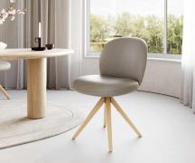 DELIFE Draaistoel Nube-Flex echt leer mud houten frame hoekig natuur 1...