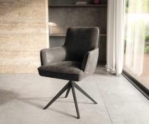 DELIFE Draaistoel Heira-Flex met armleuning microvelours antraciet vin...