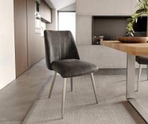 DELIFE Eetkamerstoel Elso-Flex microvelours antraciet vintage 4-poot c...