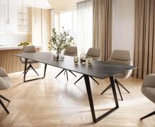 DELIFE Eettafel Edge 300x100 keramiek Laminam® Noir Desir bruin metaal...