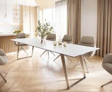 DELIFE Eettafel Edge 300x100 keramiek Laminam® Statuarietto wit roestv...