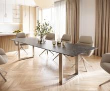 DELIFE Eettafel Edge 300x100 keramiek Laminam® Nero Greco grijs roestv...