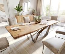 DELIFE Eettafel Edge 260x100 acacia natuur Spider vlakstaal edelstaal ...