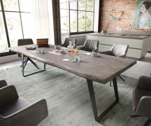 DELIFE Eettafel Edge 260x100 XL acacia platina  metaal schuin zwart  L...