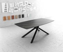 DELIFE Eettafel Edge Bootsform 200x100cm Laminam® keramiek bruin midde...