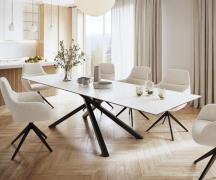 DELIFE Eettafel Edge 300x100cm Laminam® keramiek wit middenpoot kruis ...