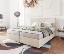 DELIFE Boxspring-Bed Dream-Well Cord Beige 180x200 cm met matras en to...