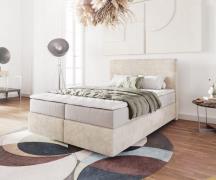 DELIFE Boxspringbed Dream-Well 140x200 cm Cord Beige met Pocketveringm...