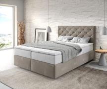 DELIFE Boxspringbed Dream-Great 140x200 cm Microvezel Beige met TFK Ma...