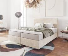 DELIFE Boxspringbed Dream-Well 160x200 cm Cord Beige met Pocketveringm...