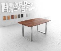 DELIFE Eettafel Edge Boot 160x90 acacia bruin edelstaal smal Zwitserse...