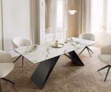 DELIFE Eetkamertafel Edge 180-220x100 keramiek Calacatta Luxe wit-goud...