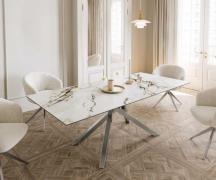 DELIFE Eetkamertafel Edge 180-220x100 keramiek Calacatta Luxe wit-goud...