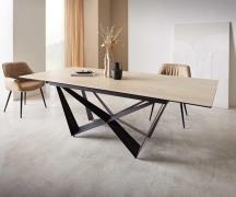 DELIFE Eetkamertafel Edge 180-220x100 keramiek Travertin natuur spider...