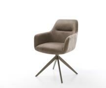 DELIFE Draaistoel Pejo-Flex microvelours taupe vintage kruisframe bree...