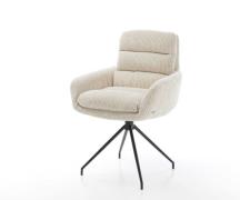 DELIFE Eetkamerstoel Abelia-Flex met armleuning koord beige kruisframe...