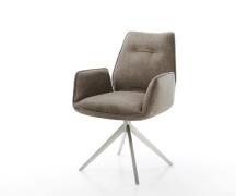 DELIFE Eetkamerstoel Zoa-Flex microvelours taupe vintage kruisframe br...