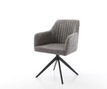 DELIFE Eetkamerstoel Greg-Flex bouclé grijs kruisframe breed zwart