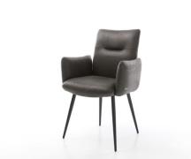 DELIFE Eetkamerstoel Jova-Flex met armleuning microvelours antraciet v...