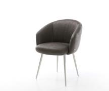 DELIFE Eetkamerstoel Caja-Flex met armleuning microvelours antraciet v...