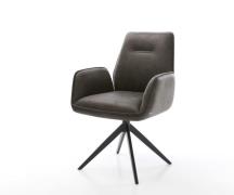 DELIFE Eetkamerstoel Zoa-Flex microvelours antraciet vintage kruisfram...