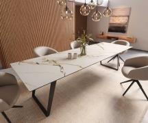 DELIFE Eetkamertafel Edge 300x100 keramiek Calacatta Luxe wit-goud-gri...