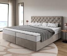 DELIFE Boxspring bed Dream-Great Microvezel beige 200x200 cm met pocke...