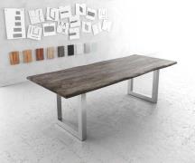 DELIFE Eettafel Edge 240x100cm acacia platina roestvrijstaal breed Liv...