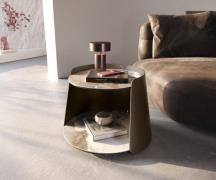 DELIFE Salontafel Daban 59x59 cm keramiek Minas Melange wit-beige meta...