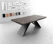 DELIFE Eettafel Edge 200x100 XL acacia platina V-frame vlakstaal zwart...