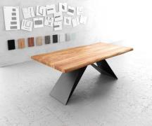 DELIFE Eettafel Edge 200x100 XL acacia natuur V-frame vlakstaal zwart ...