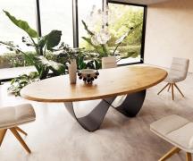 DELIFE Eettafel Edge Oval 280x130x2,5 eiken natuur Infinity metaal zwa...