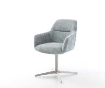 DELIFE Draaistoel Pejo-Flex chenille pastelblauw kruispoot roestvrij s...