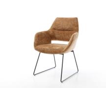 DELIFE Eetkamerstoel Yago-Flex met armleuning chenille Roest slipframe...