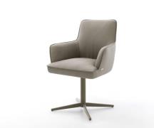 DELIFE Draaistoel Heira-Flex met armleuning echt leer mud kruispoot af...