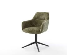 DELIFE Draaistoel Pejo-Flex chenille olijfgroen kruispoot zwart 360° d...