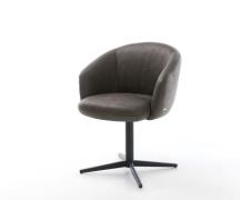 DELIFE Draaistoel Caja-Flex met armleuning microvelours antraciet vint...