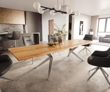 DELIFE Eettafel Edge 300x100x4 eiken natuur Zenthara kantig RVS Live-E...